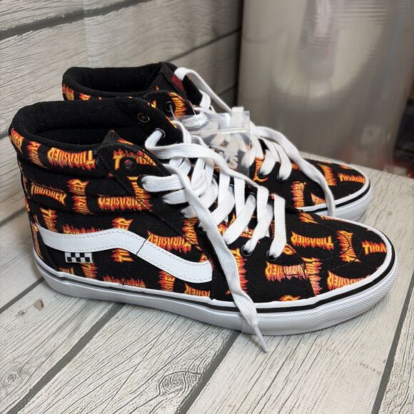 Vans Men\'s Sz 8 Skate Sk8-Hi Thrasher Black Shoes Black/Orange main image 5